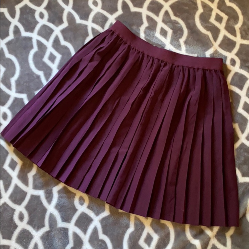 Maroon Pleated Mini Skirt